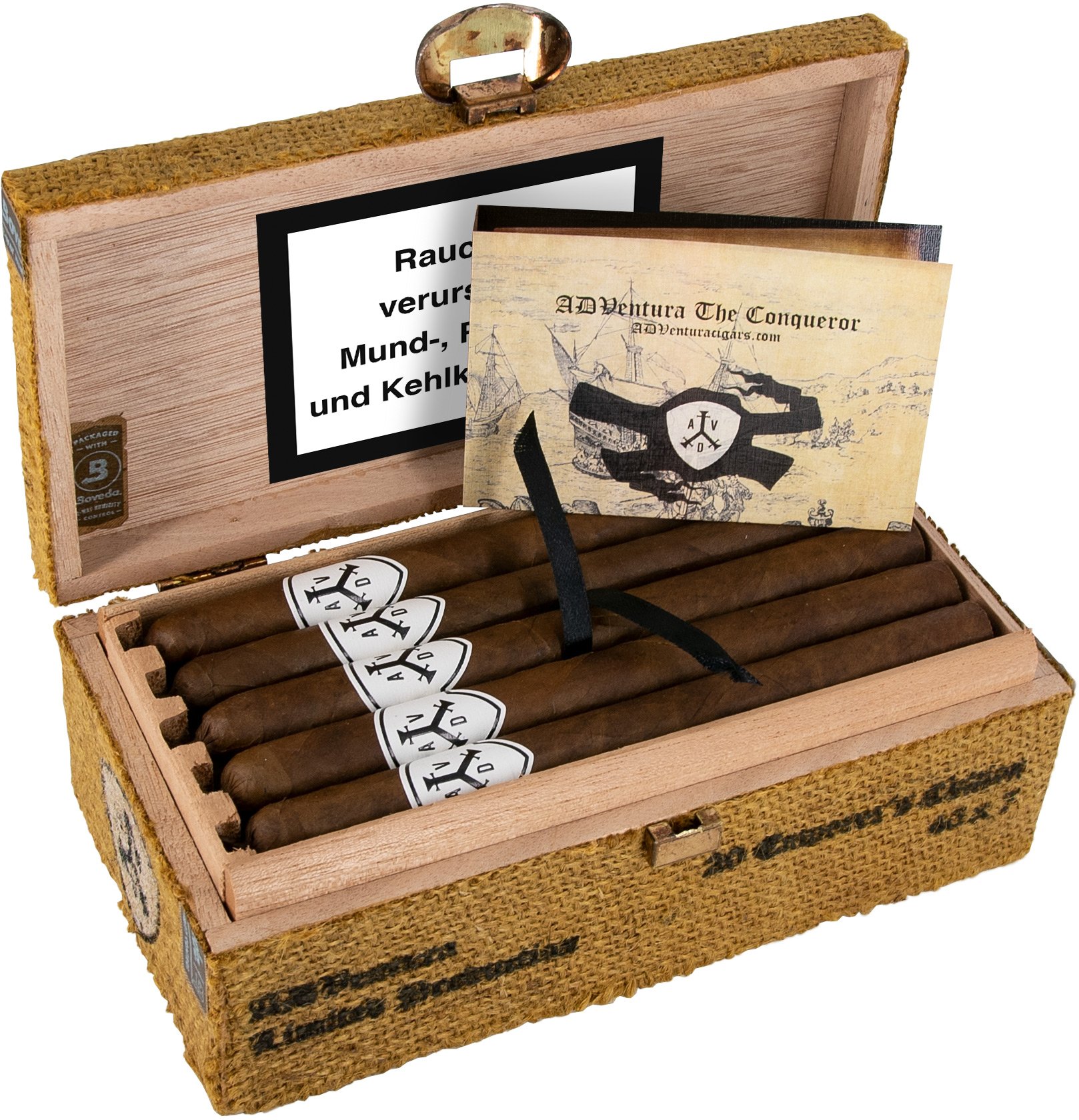 ADV Cigars & McKay The Conqueror Lancero Emperor’s Edition Kiste offen Detailbild