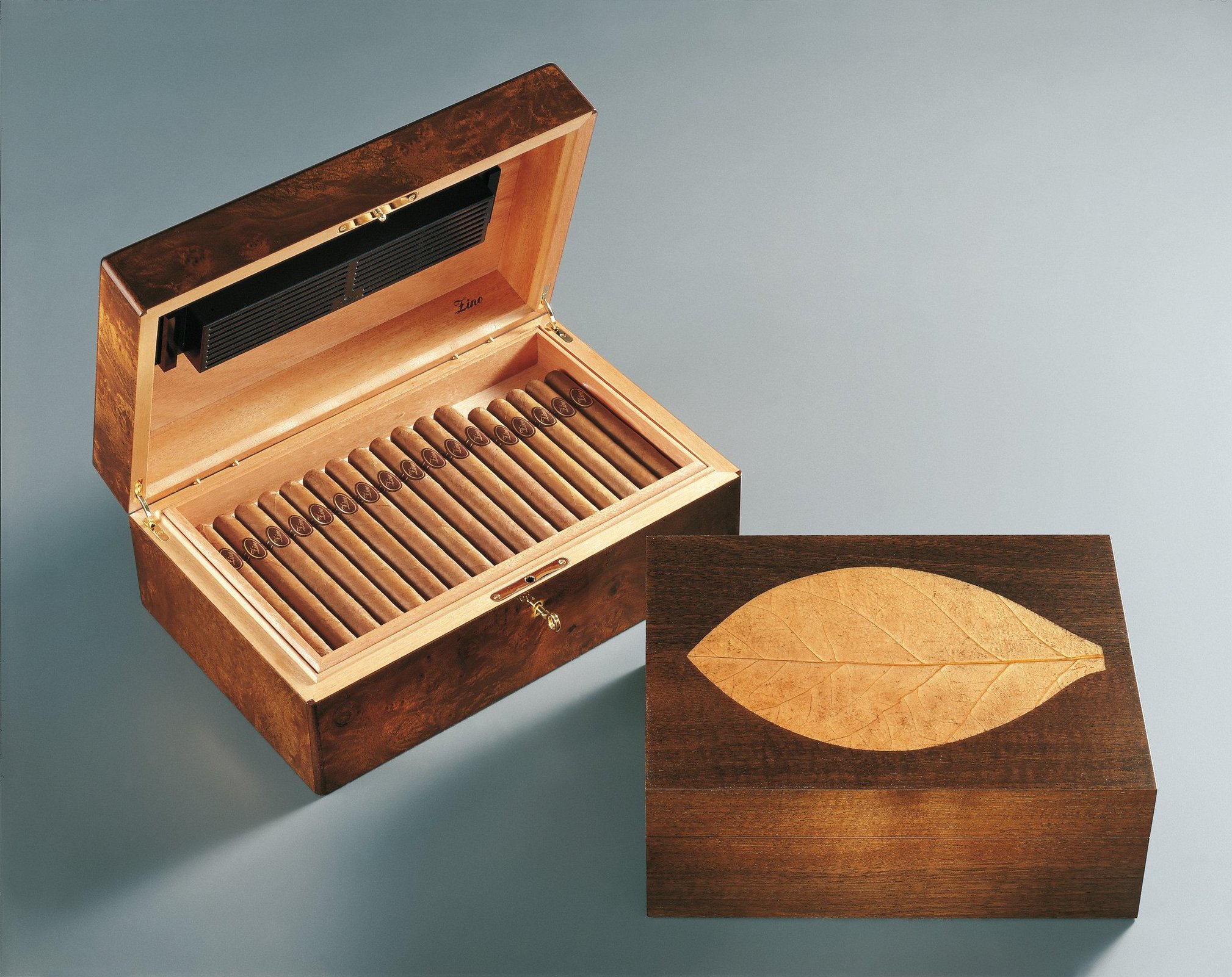 Zino Humidor Nussbaum Tabakblatt klein (3508)