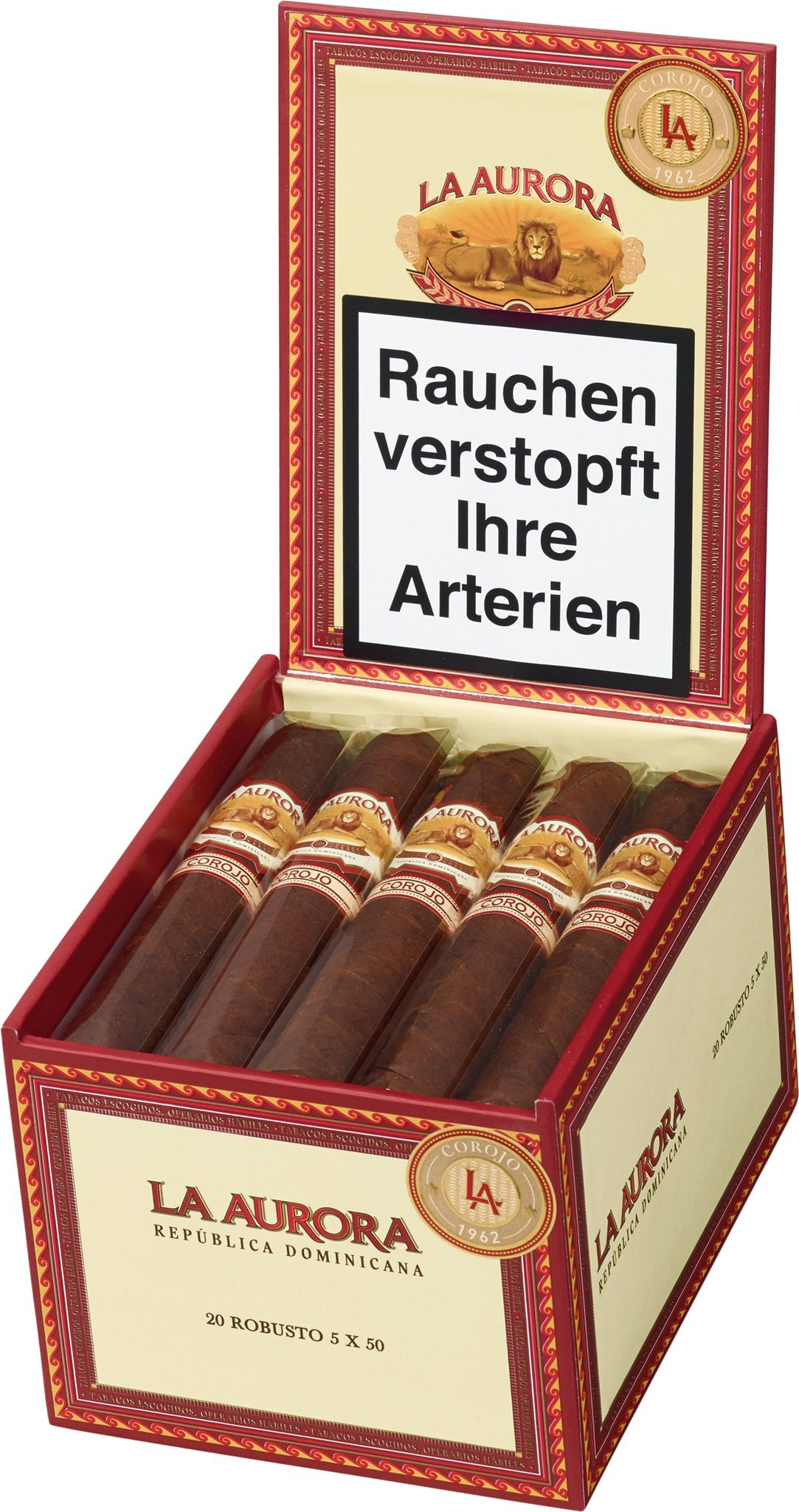 La Aurora 1962 Corojo Robusto Kiste offen