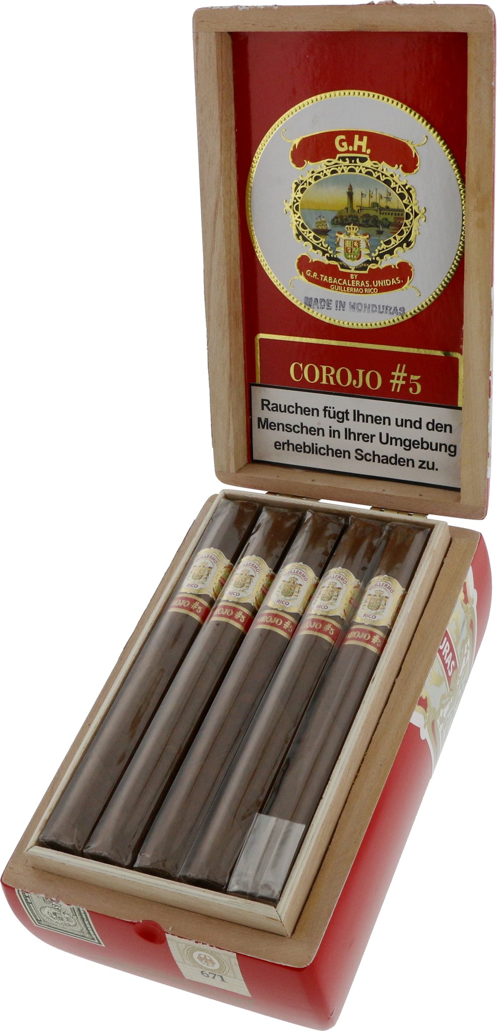 Guillermo Rico Corojo No. 5 Churchill (7x48) Kiste offen