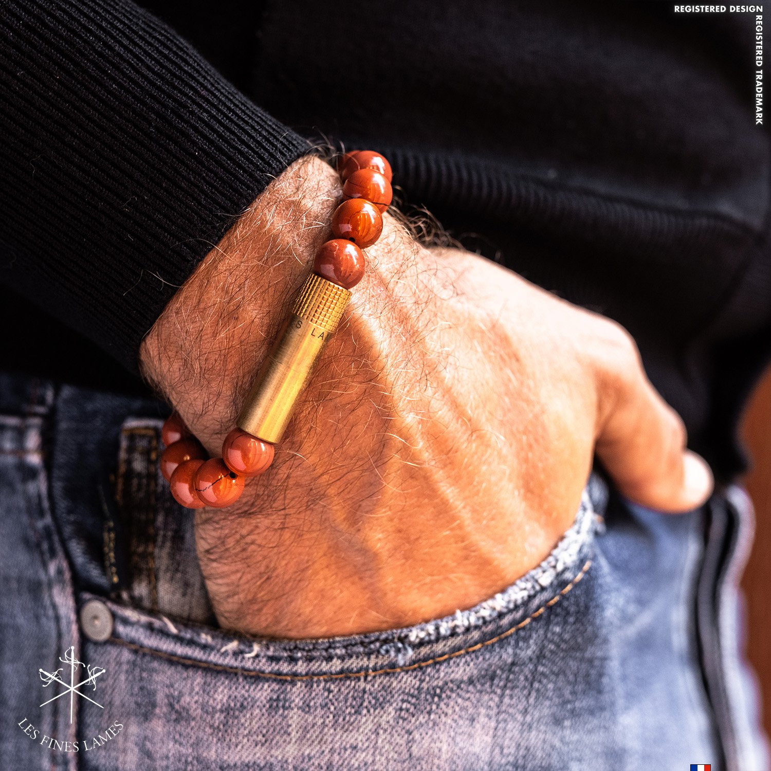 Les Fines Lames Bracelets Solo Brass red Jasper M Detailbild 3