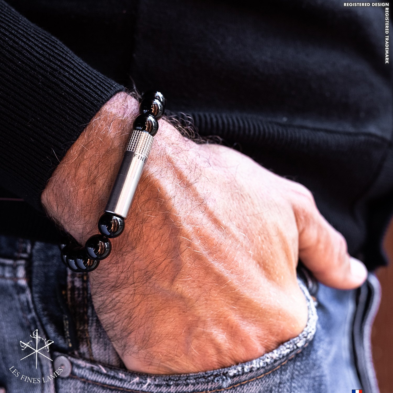 Les Fines Lames Punch Bracelets Solo Steel Onyx Größe S Detailbild 3