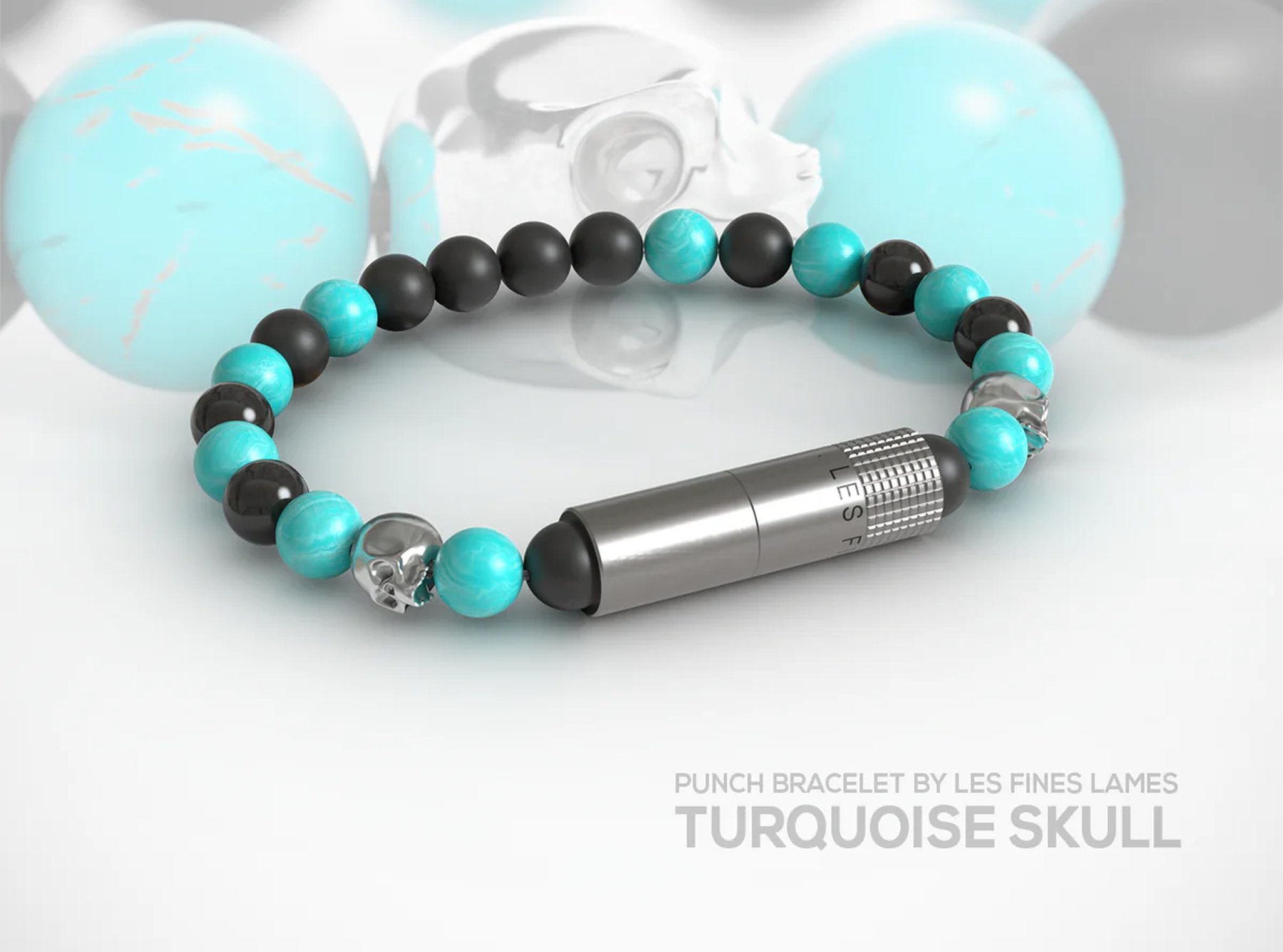 Les Fines Lames Punch Bracelets Turquoise Skull -Elastic_02