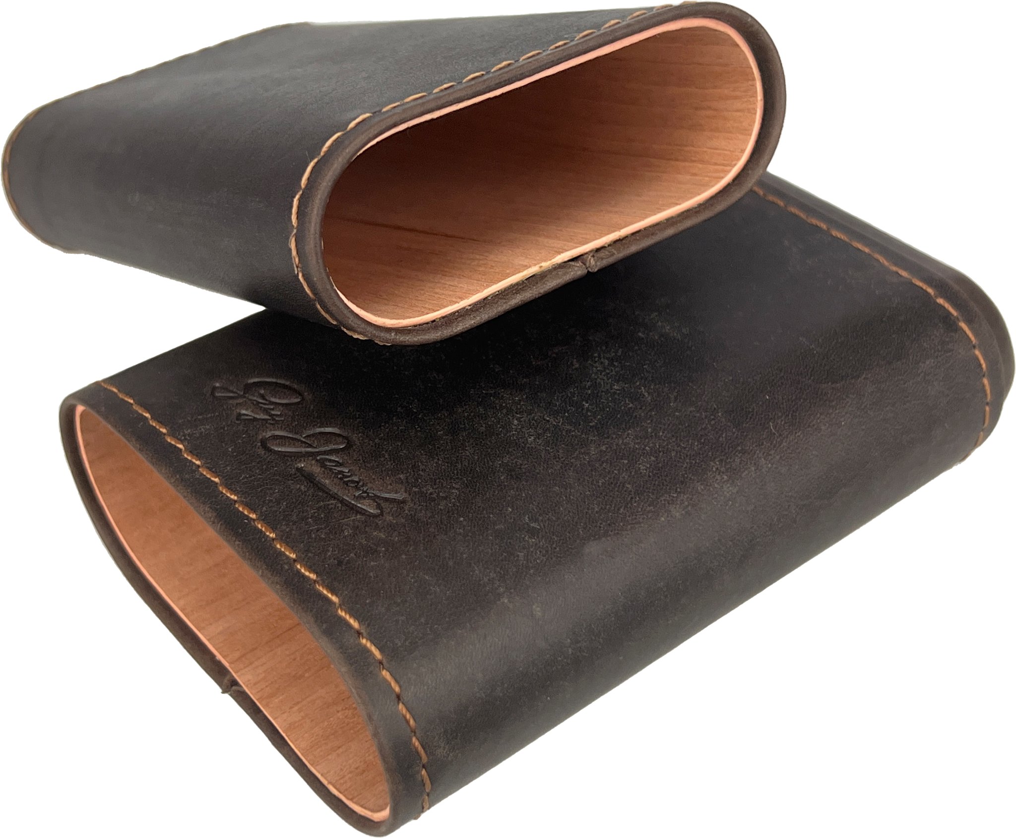 Guy Janot Zigarrenetui Crazy Horse 3er Robusto mit Zedernholz (8812) offen