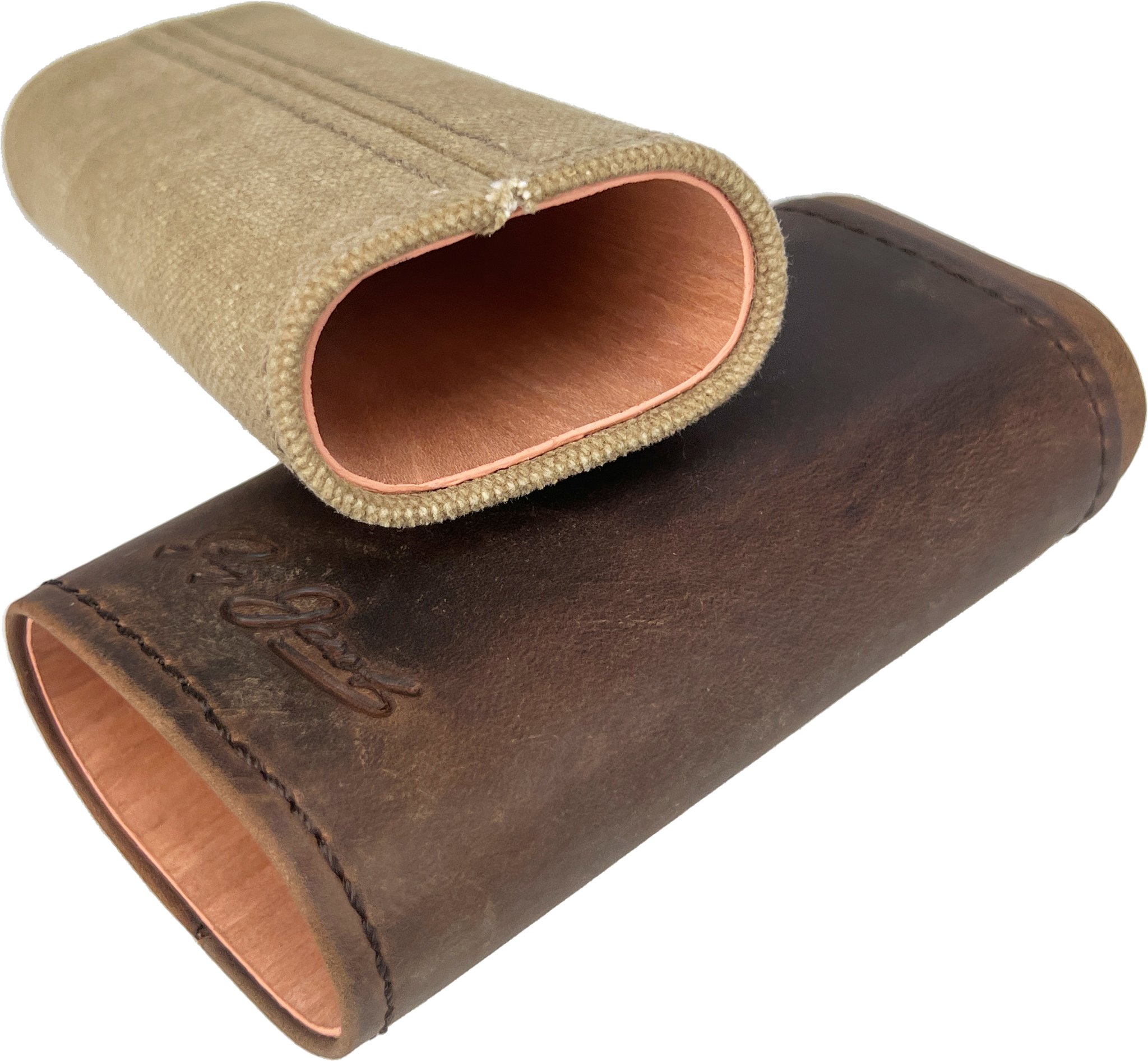 Guy Janot Zigarrenetui Büffelleder Canvas 2er Robusto mit Zedernholz (8211) offen