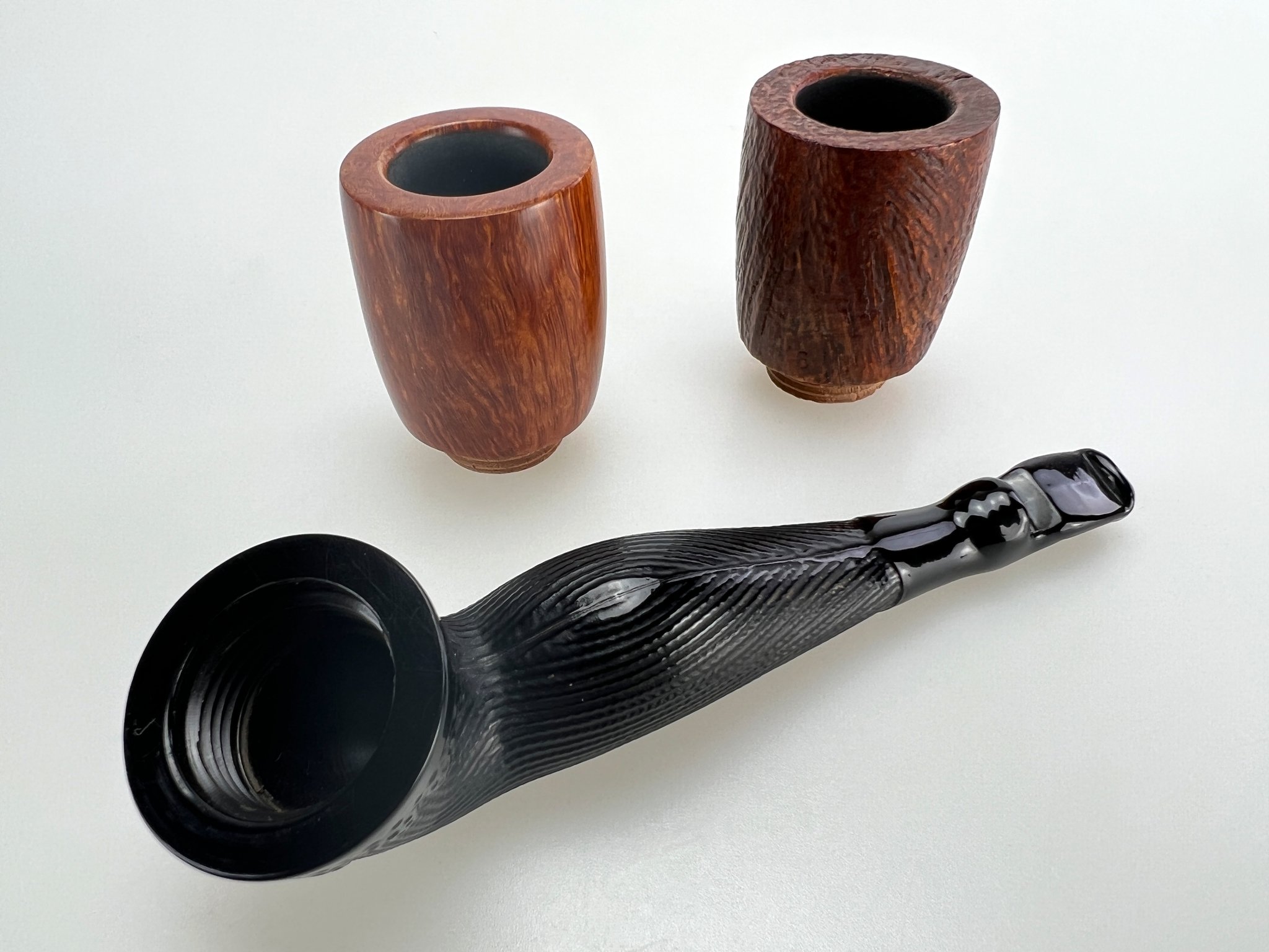 Old German Clay Pipes das Legendäre Frauenbein glatt mit Wechselkopf (interne Nr. 6)