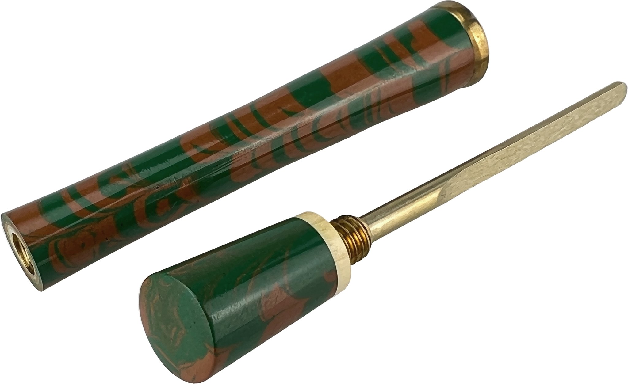 Bruno Nuttens Pfeifenstopfer grün-braun offen