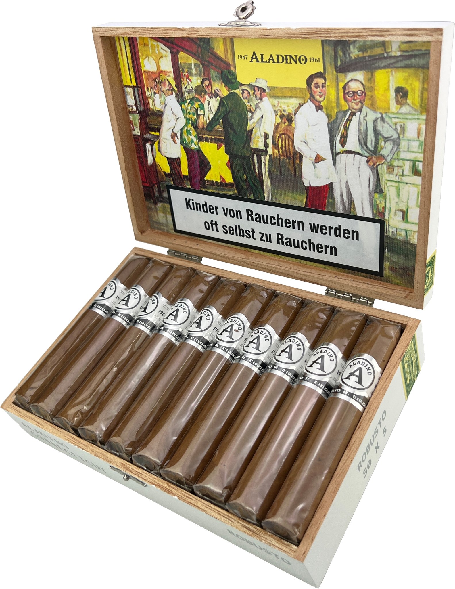 Aladino JRE Tobacco Connecticut Robusto Kiste offen