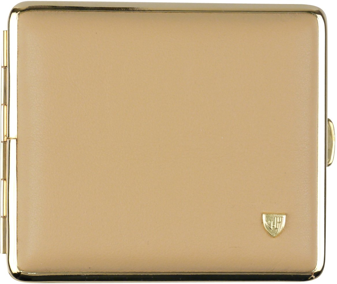 Classic Zigarilloetui 18er vom Hofe Soft-Leder beige Rahmen vergoldet (605622)