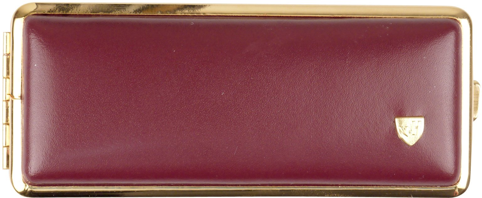 Hofe Manufaktur Zigarilloetui 8er Leder bordeaux Rahmen vergoldet (612502)