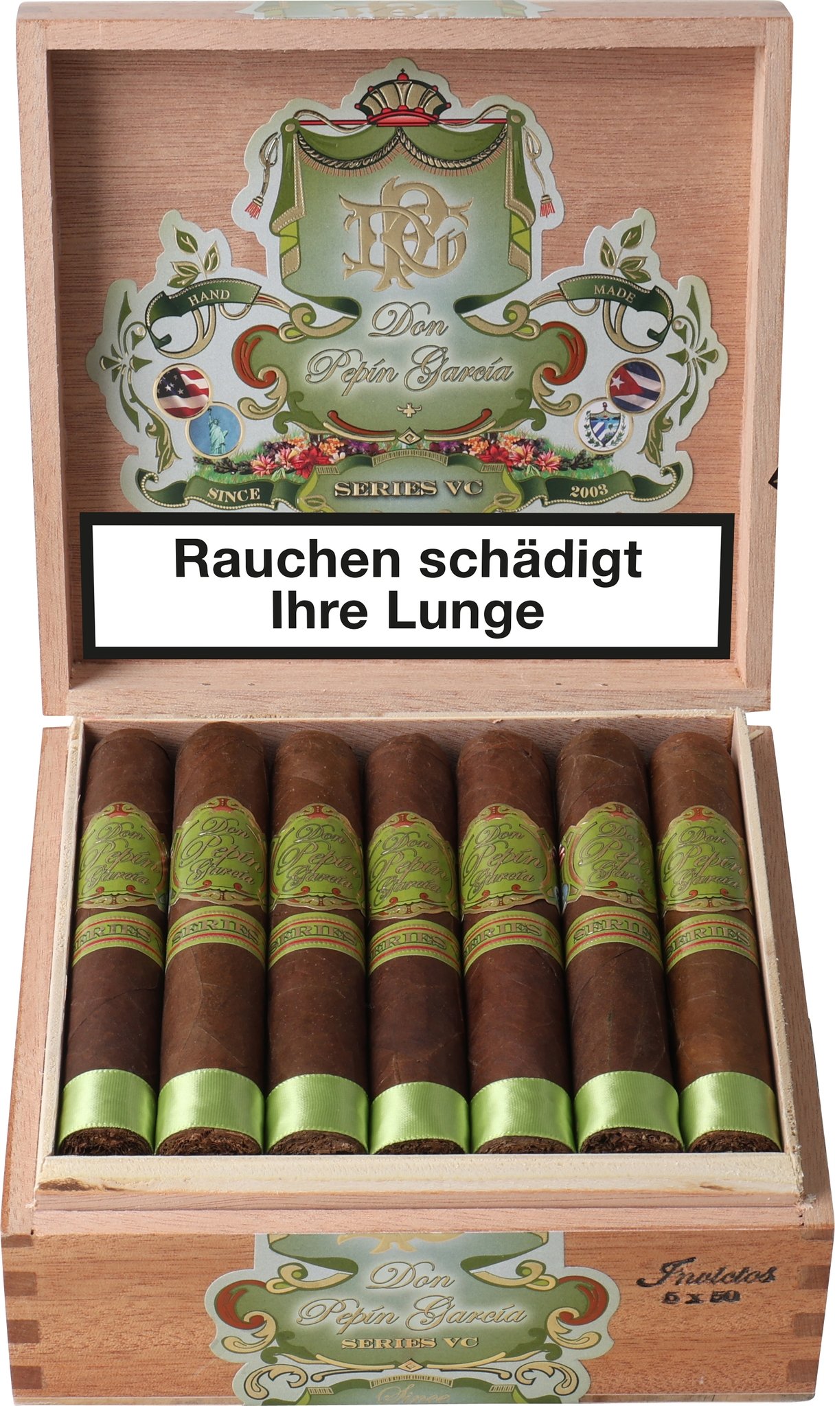 Don Pepin Series VC Invictos (Robusto) Kiste Front offen