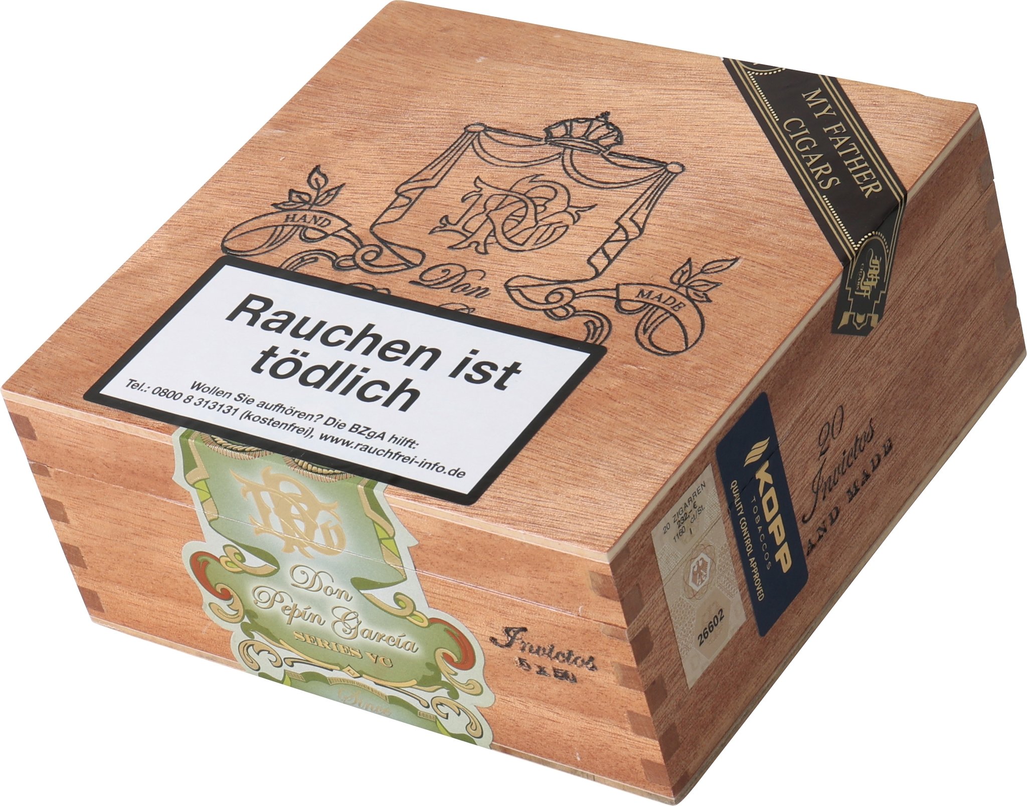 Don Pepin Series VC Invictos (Robusto) Kiste seitlich