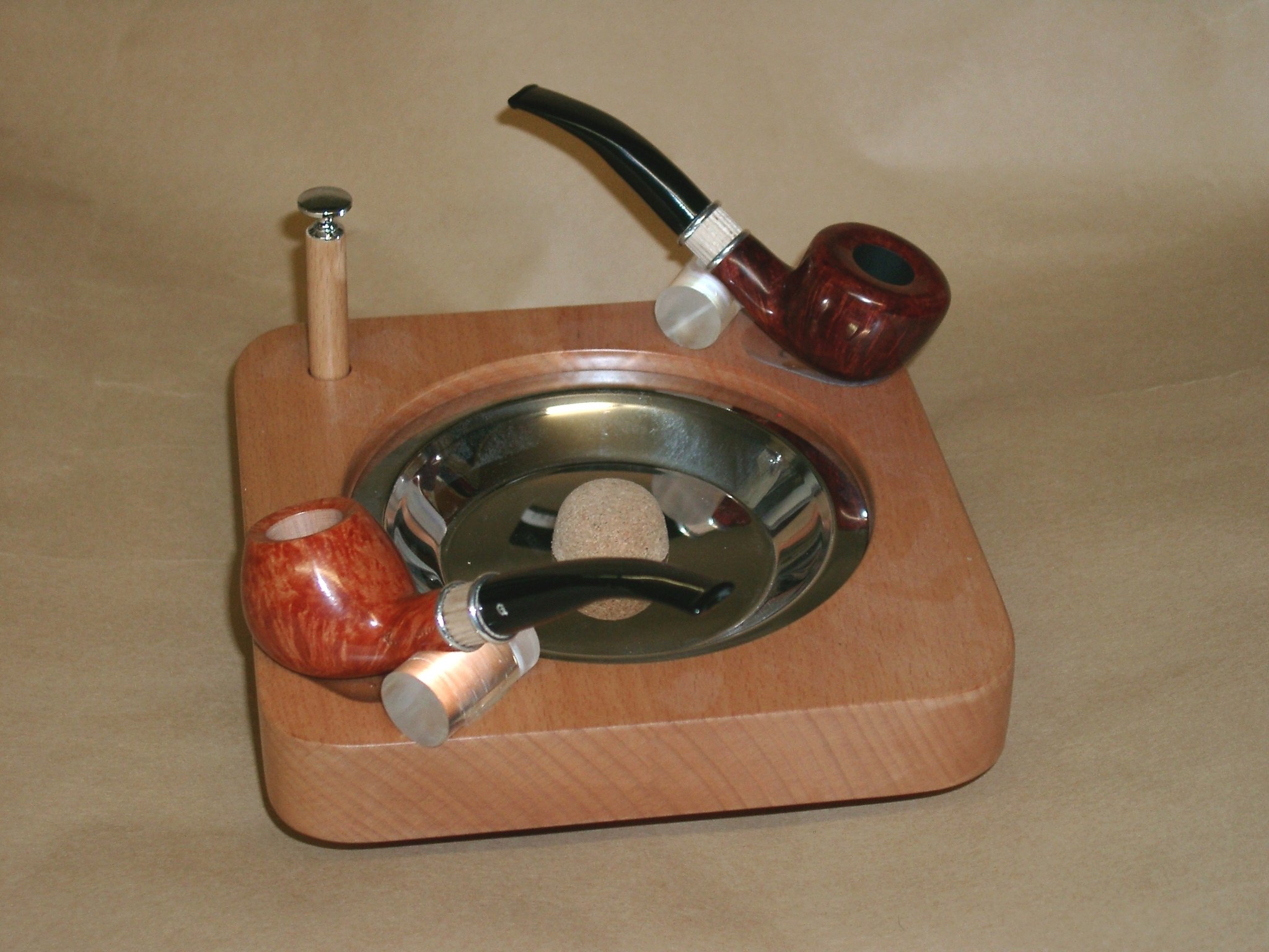 Guy Janot 2er Pfeifenascher eckig mit 2 Pfeifenablagen und Stopfer 7029 2er Pfei