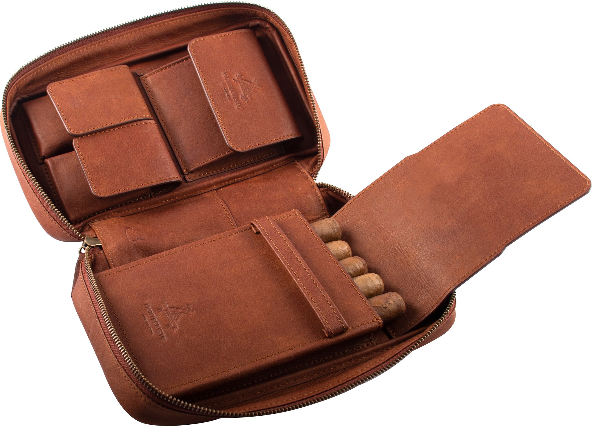 Montecristo Etui Reisezigarrenetui 5er Leder braun (6397550) offen