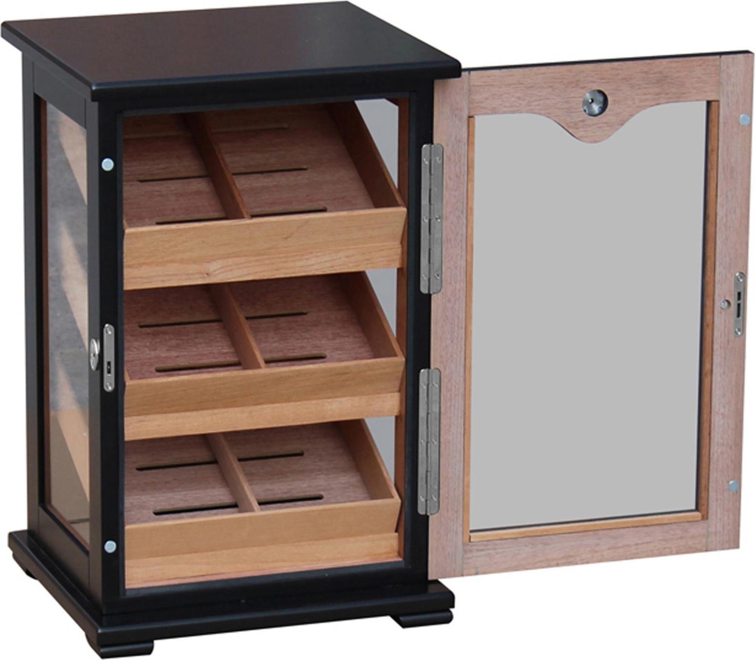 Classic Humidorschrank schwarz matt (564212) offen