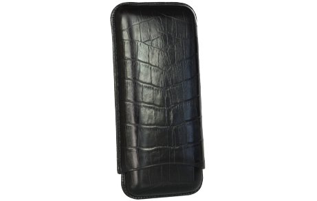 Martin Wess Premium Lederetui - Kroko black 3er Corona Kroko (593)