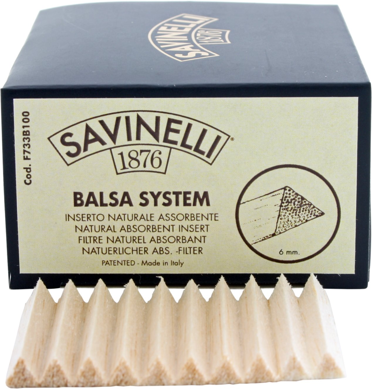 Savinelli Balsa Pfeifenfilter Balsa 6mm Mini Box (100 Stück) 11593