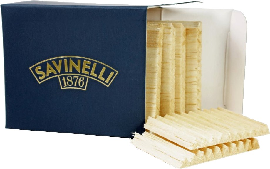 Savinelli Balsa Pfeifenfilter Balsa 6mm Mini Box (100 Stück) 11593 Verpackung offen