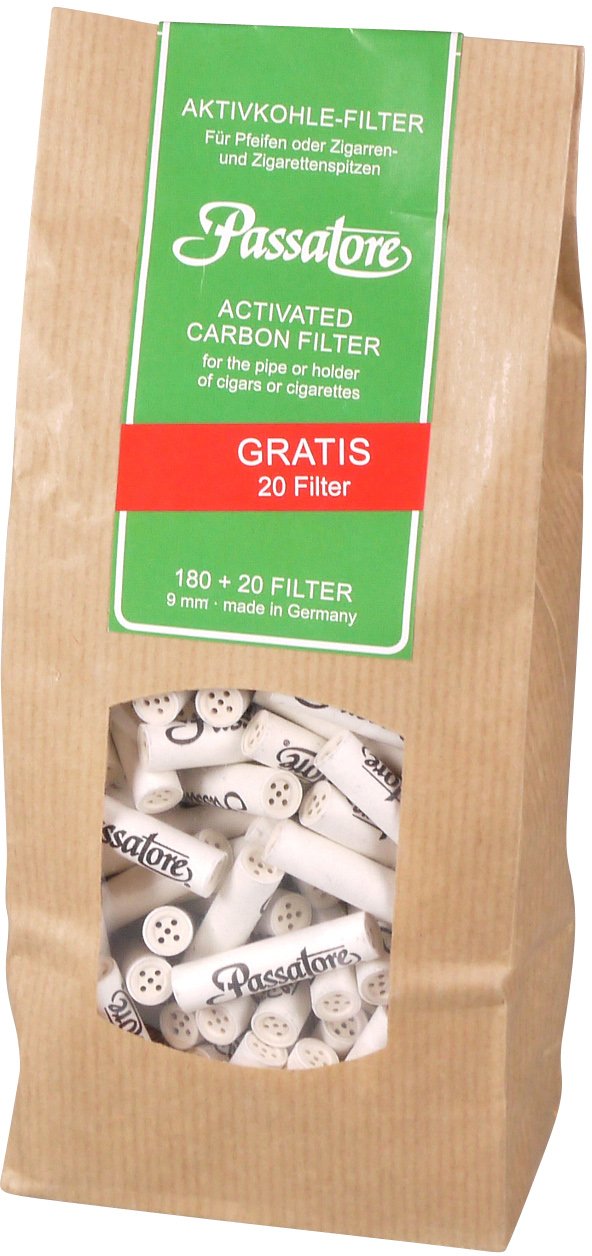Passatore Filter Aktivkohle Filter 9mm (180er Packung + 20 Filter gratis)(101062)