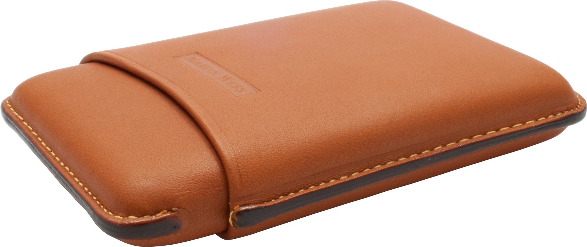 Martin Wess Premium Lederetui - Vachetta Natur Demi Tasse 5er (503-11) liegend