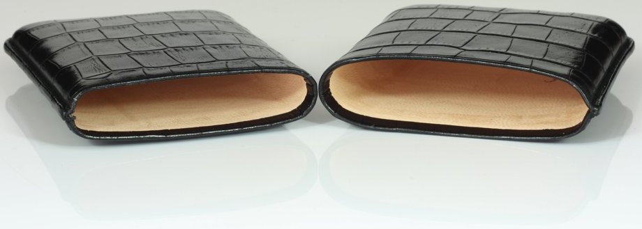 Martin Wess Premium Lederetui - Kroko black 8er Cigarillos Kroko (503) offen
