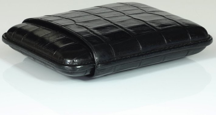 Martin Wess Premium Lederetui - Kroko black 8er Cigarillos Kroko (503) liegend