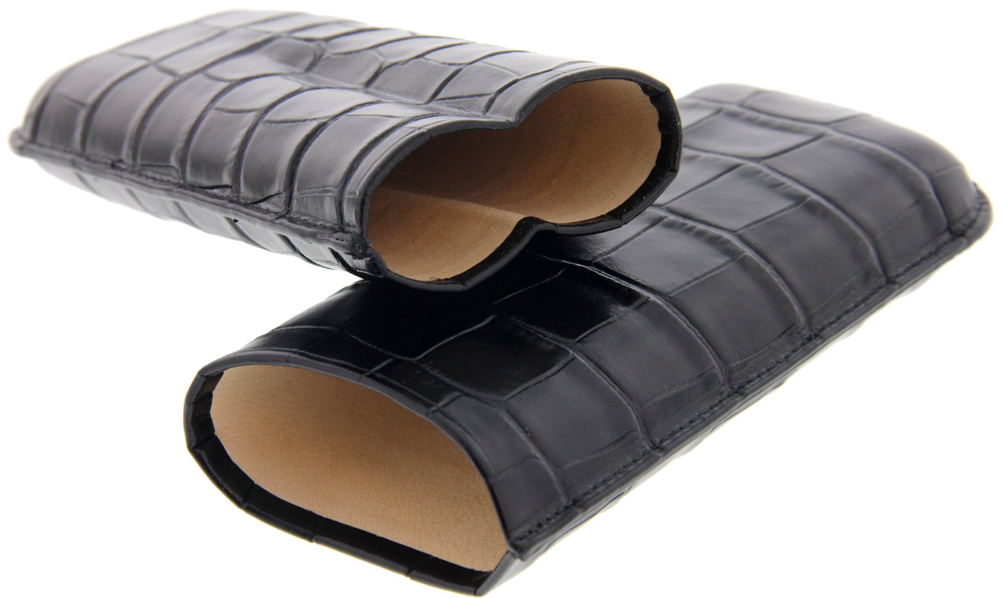 Martin Wess Premium Lederetui - Kroko black 2er Gigante (571) Detailbild 1