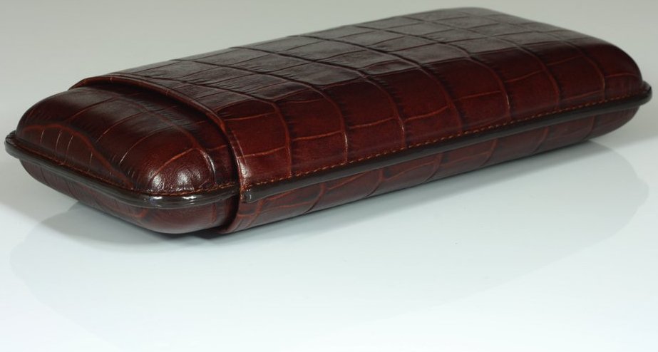 Martin Wess Premium Lederetui - Kroko brown 3er Corona Kroko groß (593 liegend