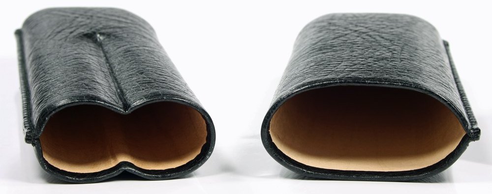 Martin Wess Premium Lederetui - Karabut Black 2er Corona (592) offen