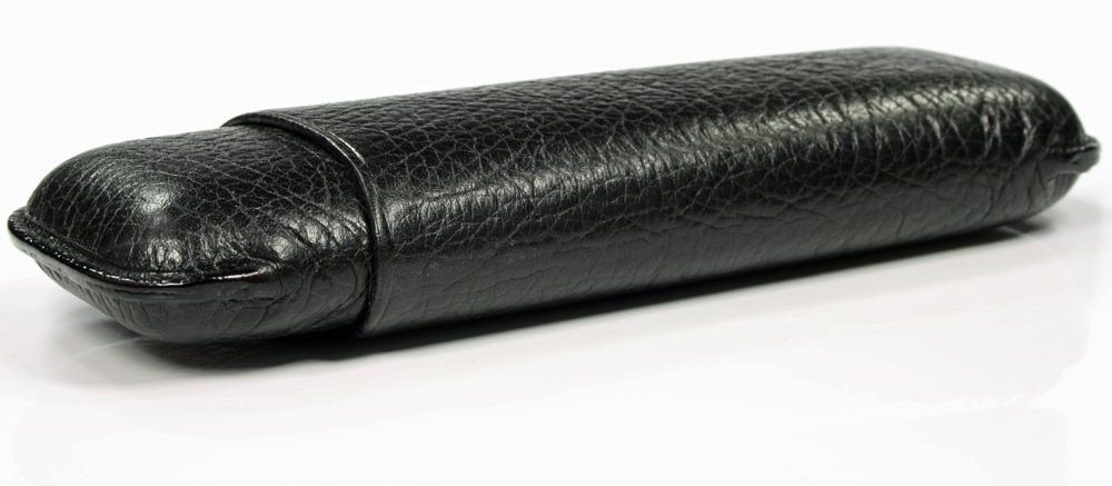 Martin Wess Premium Lederetui - Karabut Black 2er Corona (592) liegend