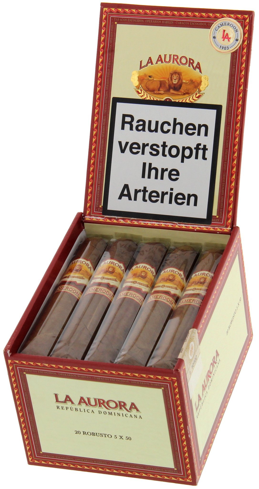 La Aurora Cameroon 1903 Robusto Kiste offen