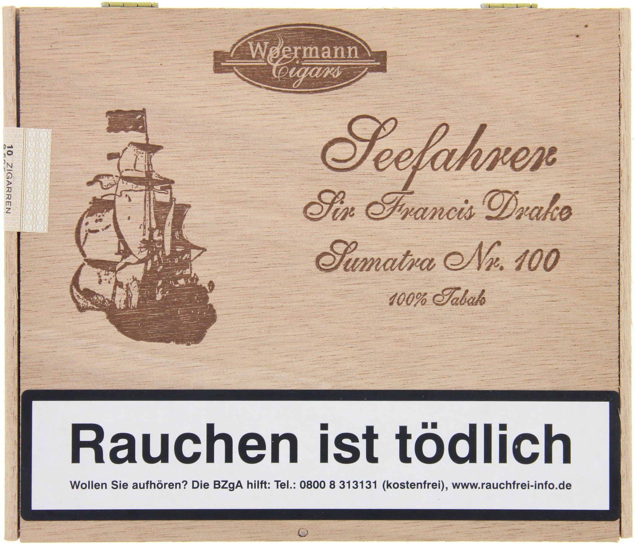Woermann Cigars Seefahrer Corona 100% Tabak Sir Francis Drake Sumatra No. 100 (10er Kiste)