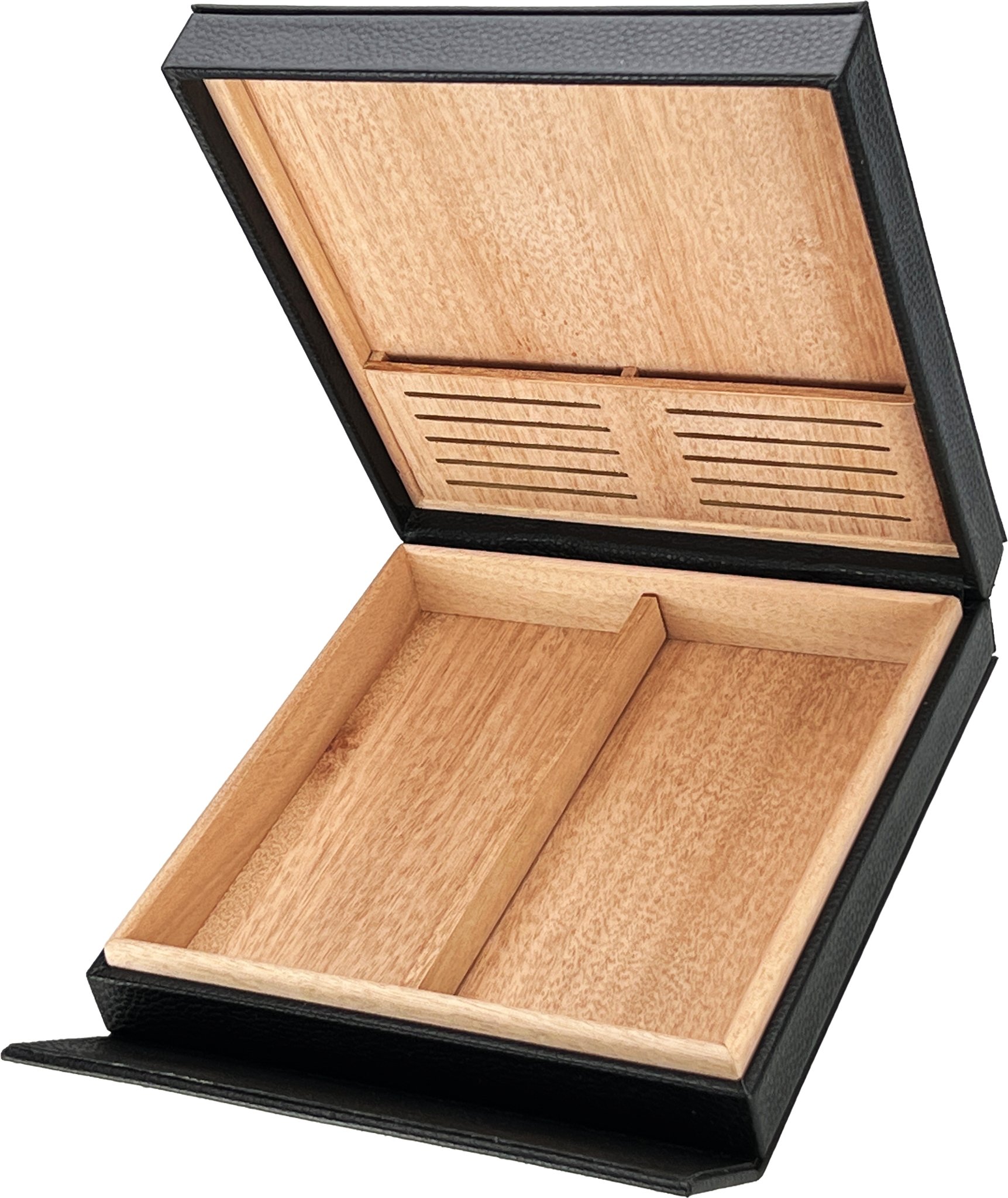 Reisehumidor schwarz (001357) offen schräg